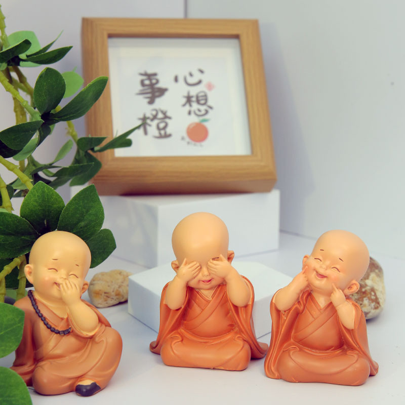 禅意小和尚摆件客厅书房佛系小弥勒人物新中式家居装饰品摆设茶宠|undefined
