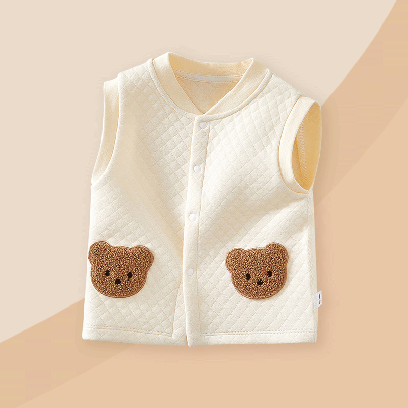 Seamless baby vest, spring, autumn and winter, quilted warm vest for boys and girls, newborn children's vest, outerwear.