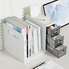 桌面收納盒抽屜式筆筒宿舍多功能書立書本置物架辦公室桌上文件架