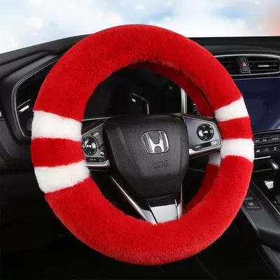 Winter Stuffed Car Steering: Steering wheel cover - big-red-round-type-38cm