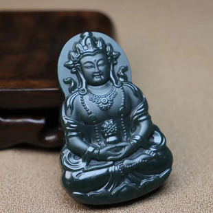 Xinjiang Hotan Jade Saponade Double-Sided Tu Mu Guanyin Pendant Jade Guanyin Grade I Fine Fidelity Jade Pendant