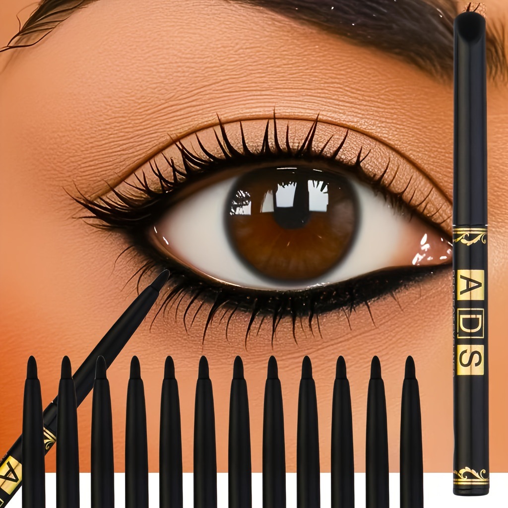Cross-Border Hot-Selling Ads Eyeliner Gel Pen Black Brown Automatic Pen Eyebrow Pencil Eyeliner Pen Foreign Trade Cross-Border Makeup Eyeliner