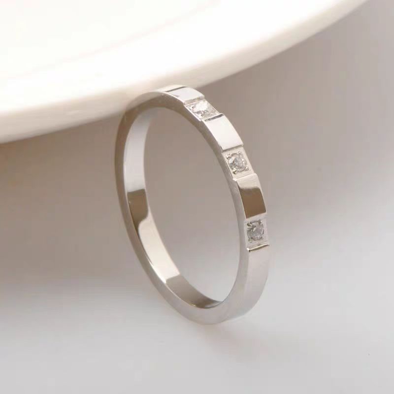 Minimalist Titanium Steel Ring With Diamonds For Women & Couples_voghion.com