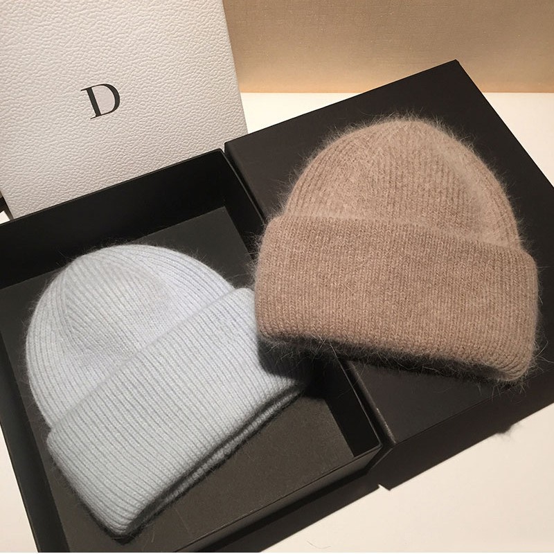 High-End New Rabbit Fur For Women Trendy Autumn Winter Japanese Style Cold Warm Pullover Knitted Hat_voghion.com