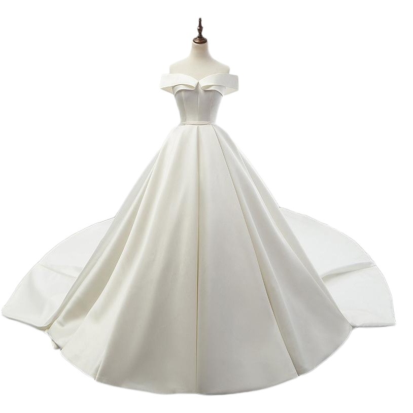 Vestido de novia de un solo hombro, estilo princesa, novedad invierno 2026, con falda voluminosa, efecto adelgazante, de satén, con cola sencilla.