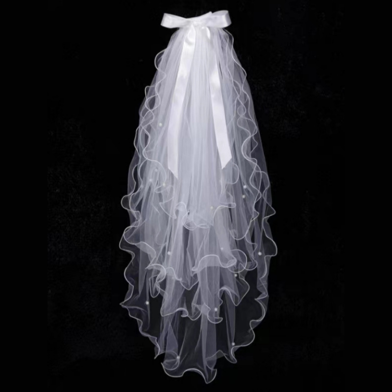 Special wholesale four-layer bow wedding bride veil wavy wedding headdress makeup veil explosions Special wholesale four-layer bow wedding bride veil wavy wedding headdress makeup veil explosions
