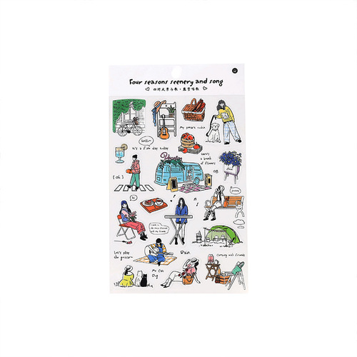 Infeel.me PET stickers Four Seasons Scenery and Song Series 4 types of handbook collage character material stickers