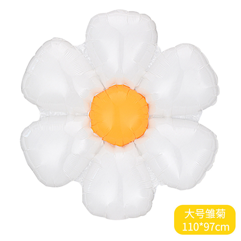 Globos de aluminio con diseño de margaritas blancas estilo Instagram, accesorios fotográficos mate, decoración de cumpleaños, girasoles, arreglo para el 1 de mayo y el 1 de junio.