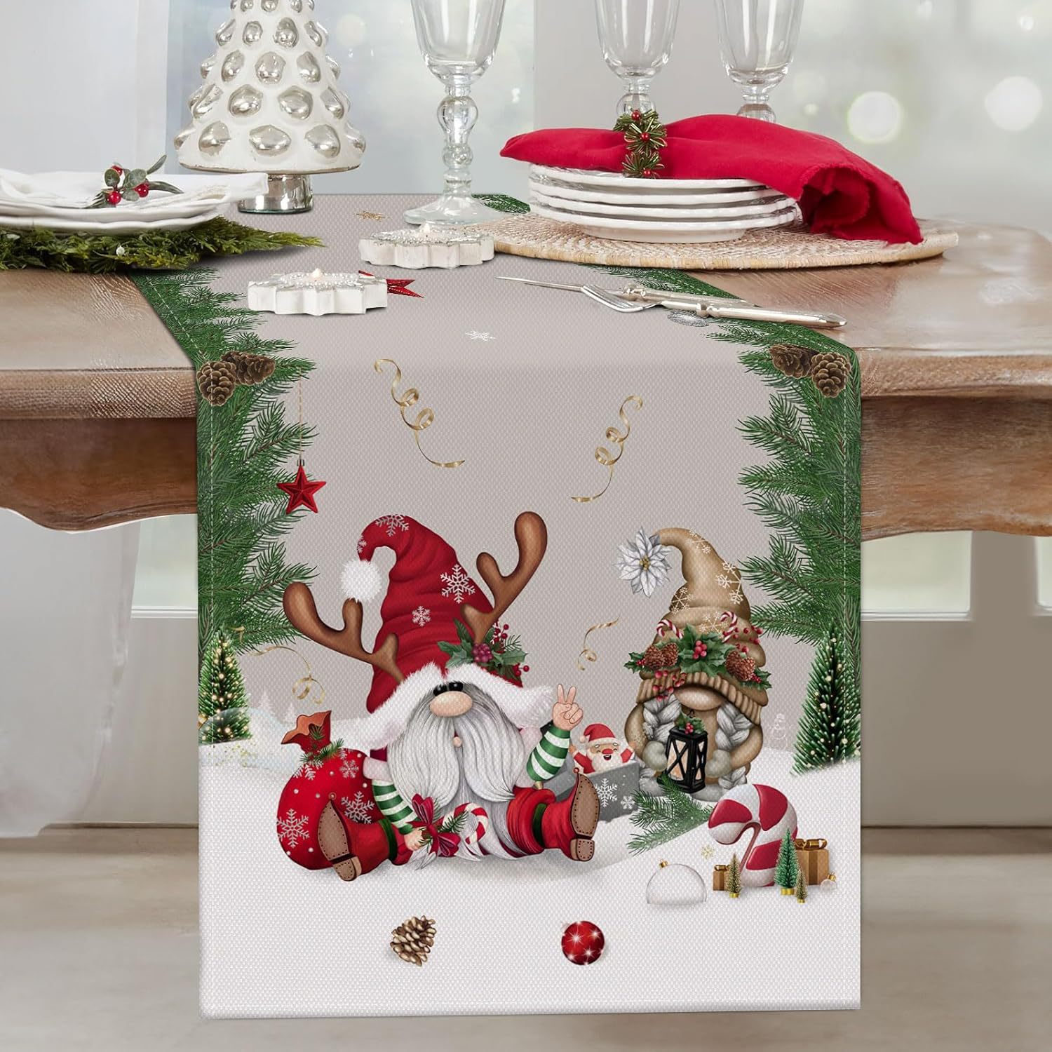 Transfronterizo 2024 Amazon nuevo muñeco de nieve de Navidad Santa linas bandejas de mesa bandejas de mesa de comedor de té