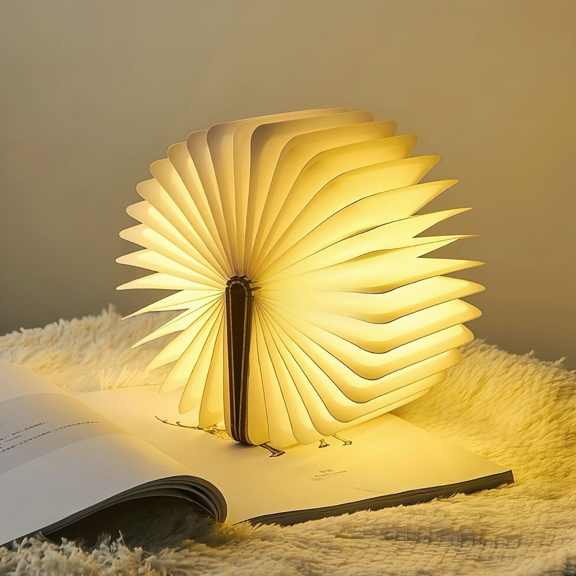 Led madera lámpara de libro iluminación lámpara de escritorio regalos al por mayor tallado plegable página bluetooth luz de noche luz de atmósfera