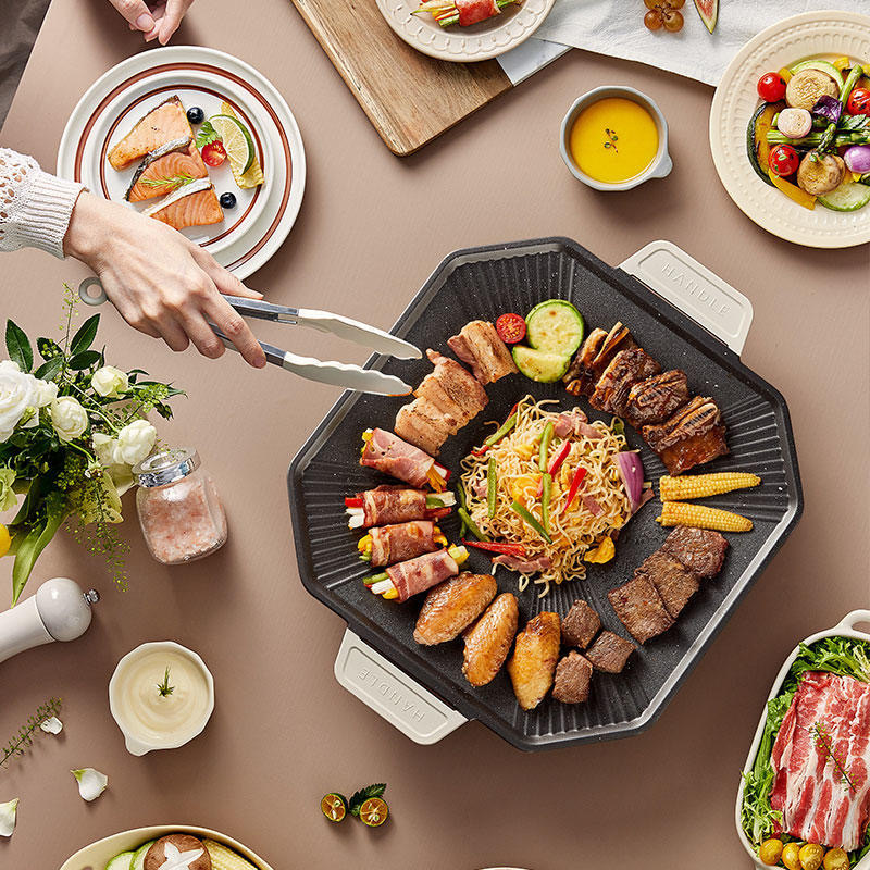 熊電気焼き皿家庭用焼き鍋焼肉皿電気オーブン焼肉八角焼き皿DKL-E12Y2|undefined