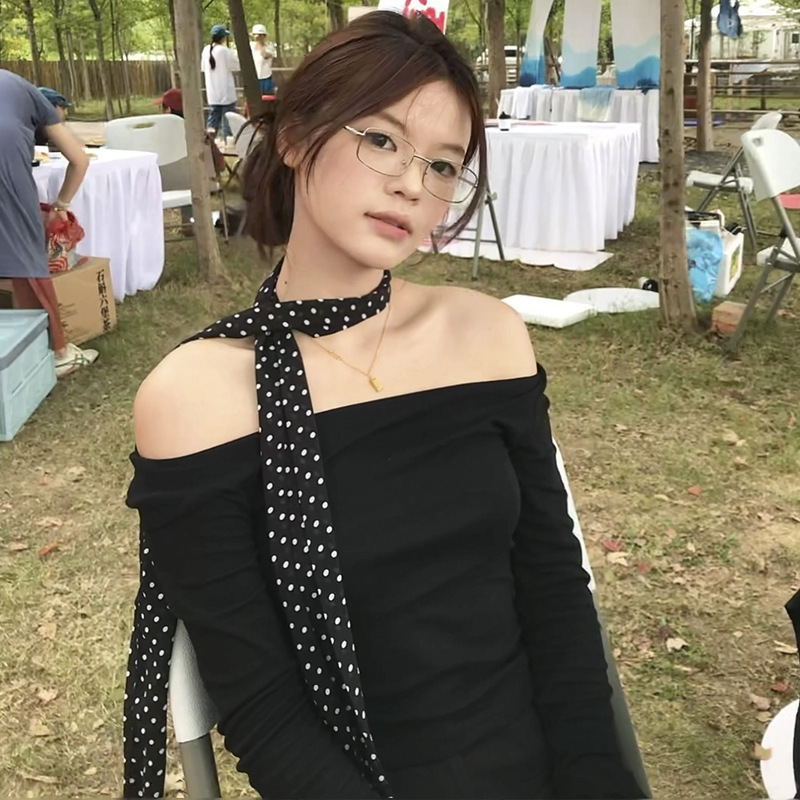 法式波点丝巾领巾气质发带系脖高级感女长条飘带发饰搭配衬衫脖饰|undefined