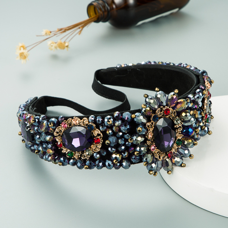 Retro Baroque Style Crystal Diamond Headband display picture 5