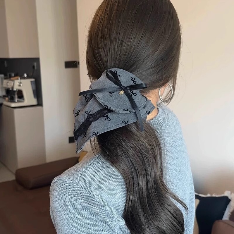 韓国子供の花柄スクエアスカーフヘアバンド少女ポニーテールヘアアクセサリーベビーヘアゴムバンド女の子ヘッドバンド|undefined