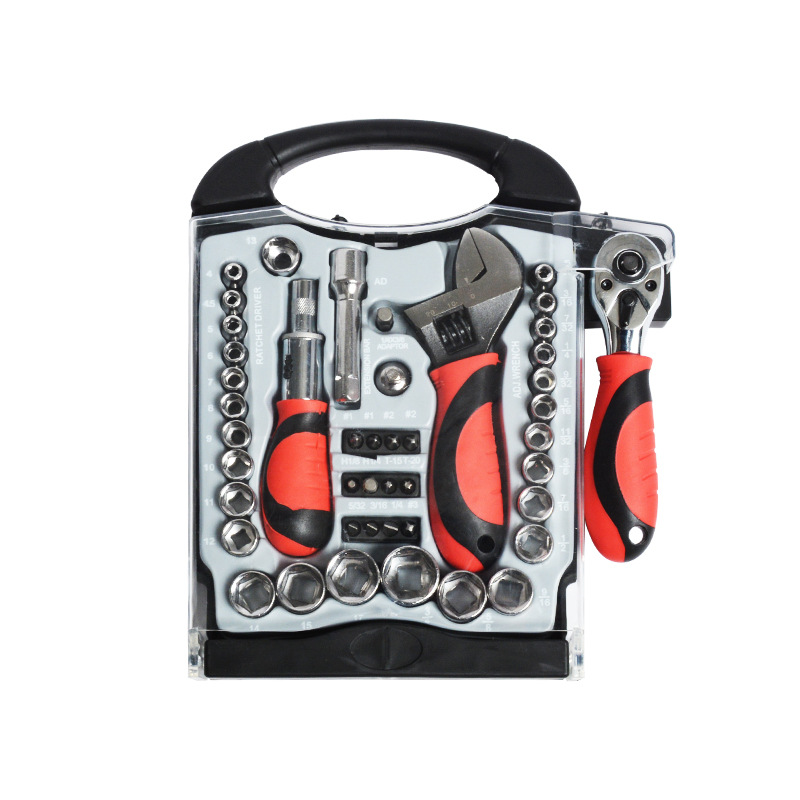 45Pc Short Handle Tool Set Ratchet Wrench Adjustable Wrench Repair Tool Disassembly Multi-Function