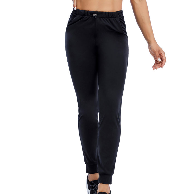 夏季高腰绑带修身瑜伽裤 时尚纯色宽松休闲裤户外健身运动裤女|ms