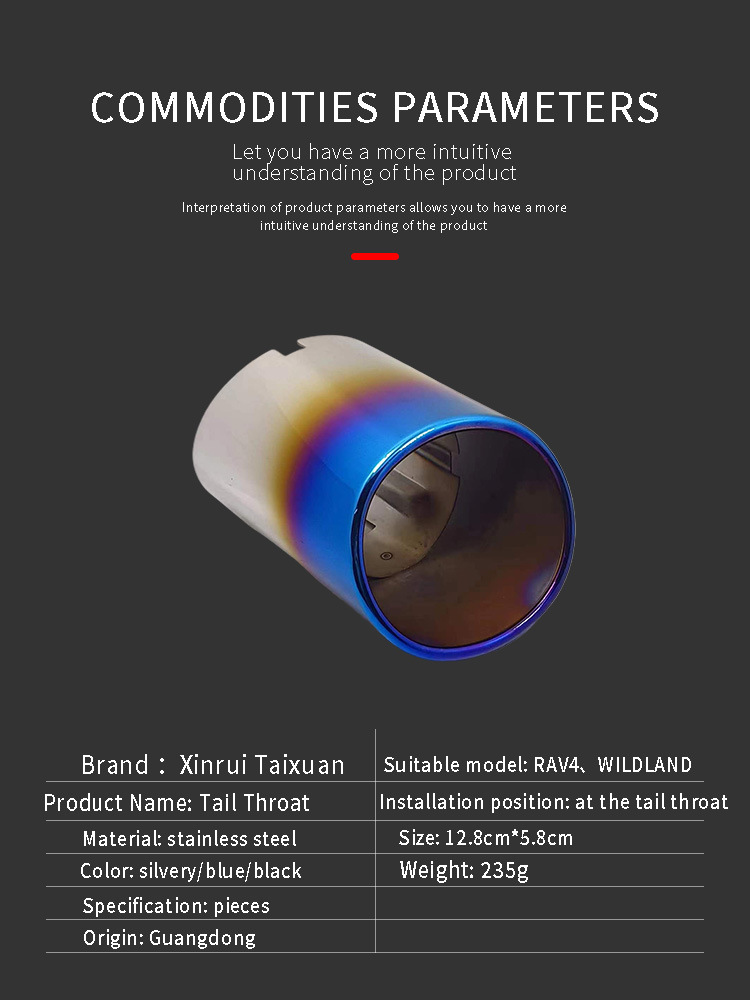 Suitable for 2020-2022 Toyota RAV4 Rongfang tail throat exhaust pipe weilanda original car stainless steel decoration