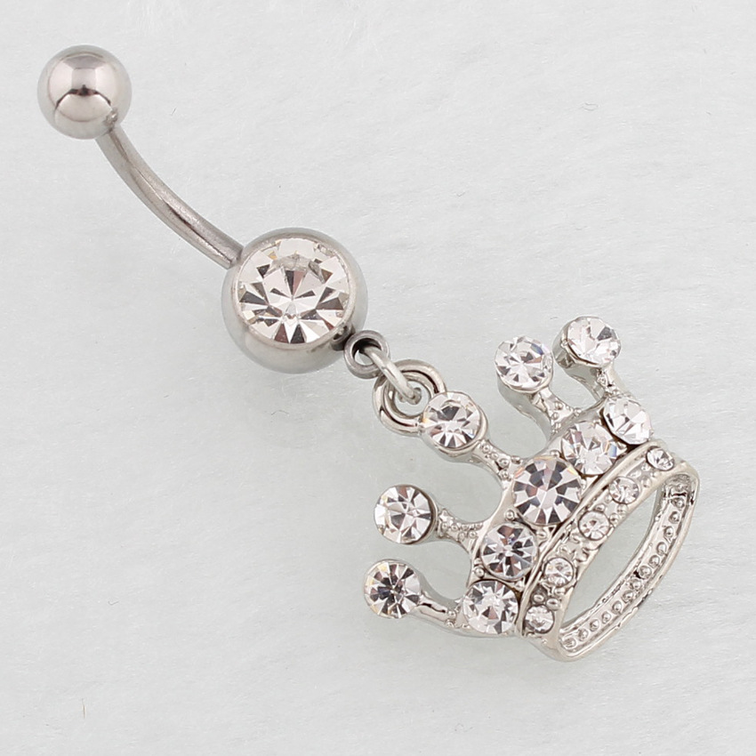 Crown Navel Ring With Studded Heart Cat And Rabbit Designs_voghion.com