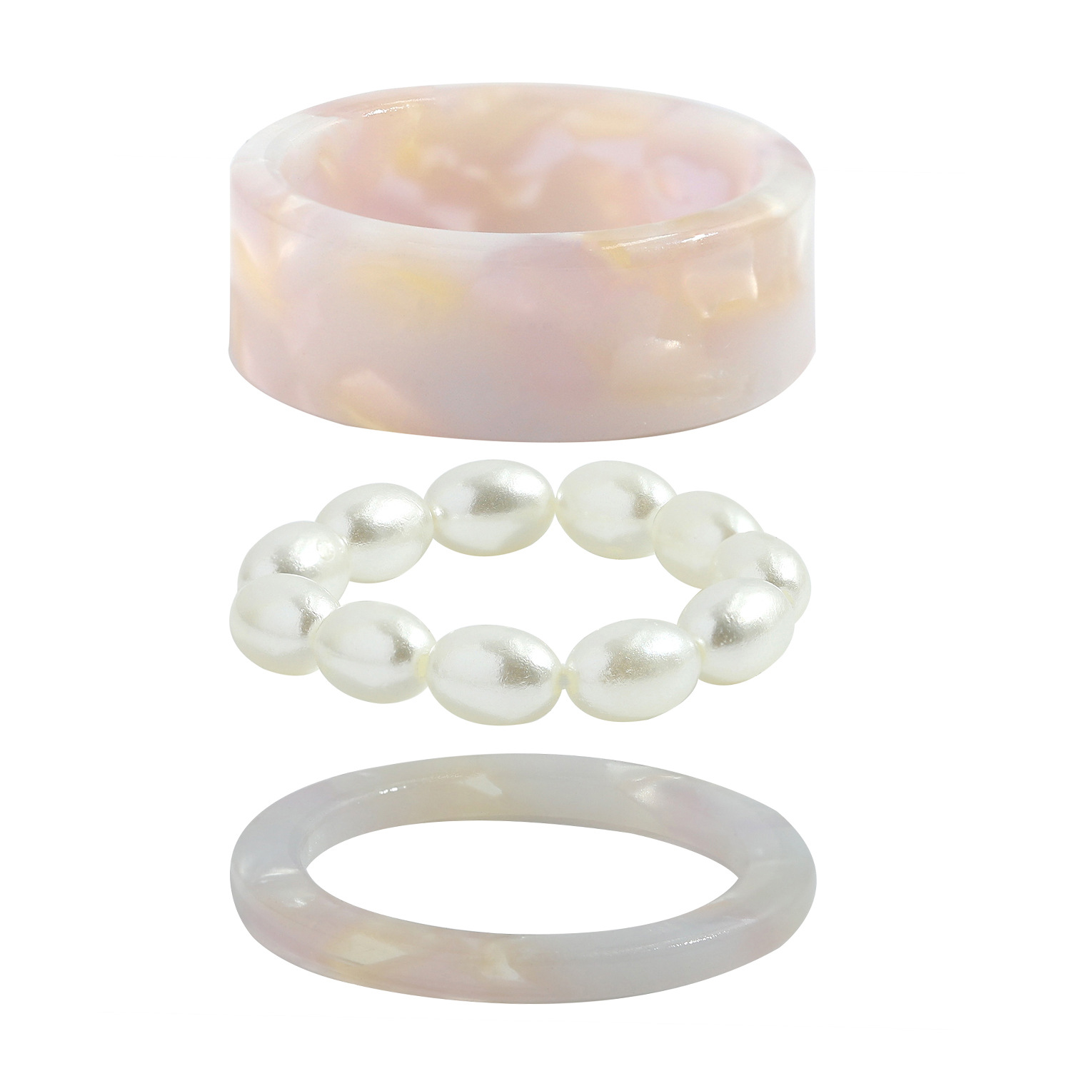 Korean Acrylic Pearl Ring Set display picture 21
