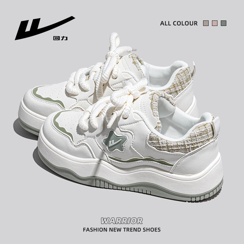 Warrior white shoes 2024 spring and summer new Chanel style sneakers women's breathable thick-soled casual shoes for students wholesale
