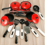 儿童过家家玩具厨具 早教厨房玩具 仿真13件套红色餐具组合