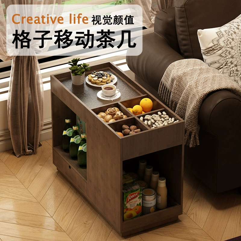 Гостиная Мобильный журнальный столик для домашнего использования Небольшая квартира простой японский диван рядом с несколькими боковыми шкафами для хранения чайных столов