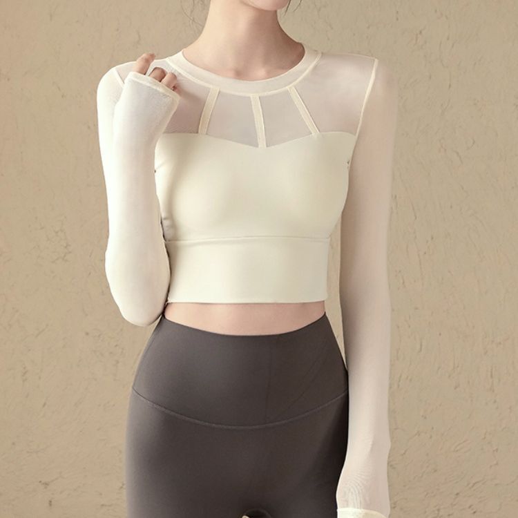 Yoga Long-Sleeved T-Shirt with Chest Pad for Women's Running Training, Slimming Look, Specially Designed for Export Cross-Border Southeast Asia, European and American Style