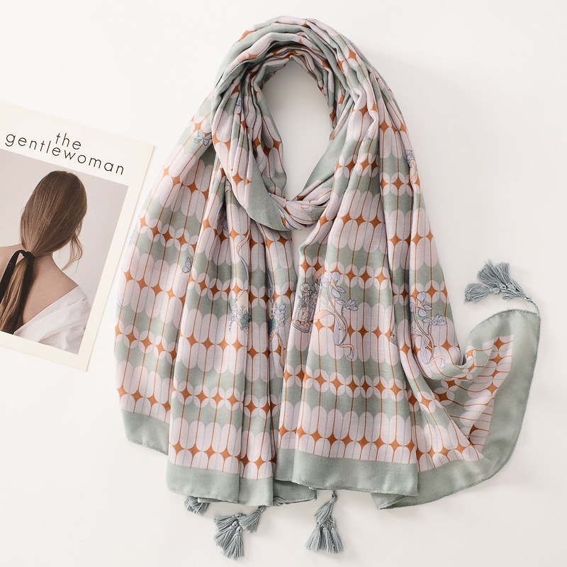 2022 nuevo algodón suave y lino siente bufanda estilo étnico borla larga bufanda de viaje protector solar Toalla de playa chal