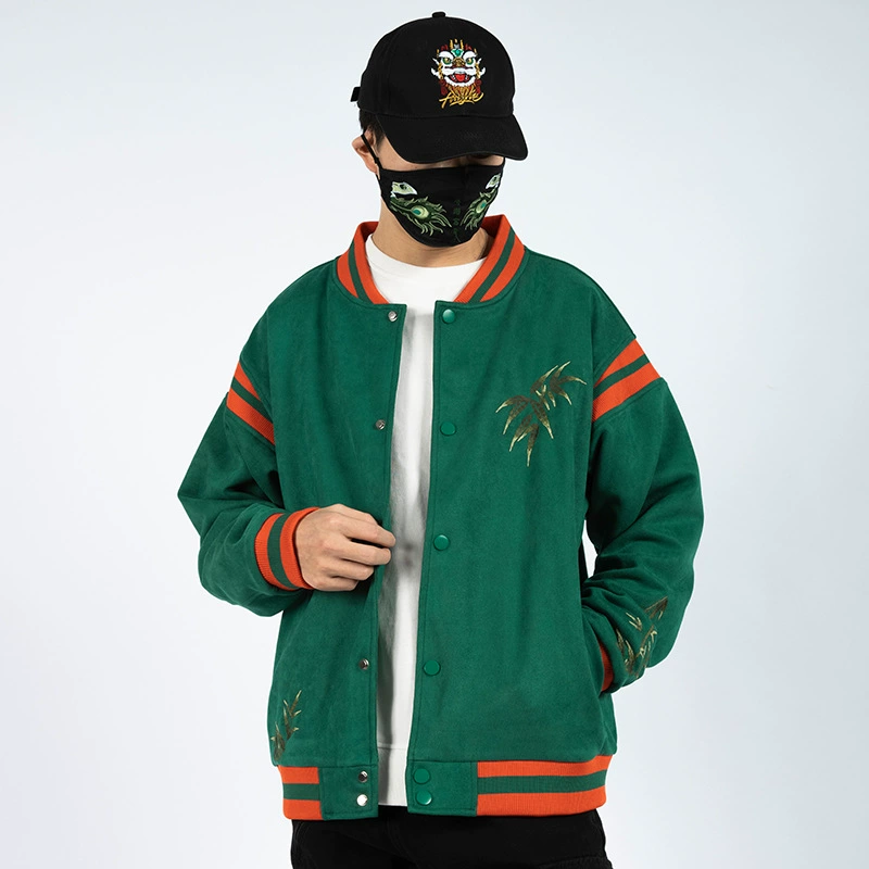 Men's jacket, baseball uniform for leisure, with embroidery, plus size
