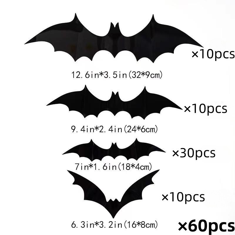 Transfronterizos Halloween PVC Bat Stick Set Black Bat Stick Wall Glass Stick Halloween Party Decoration Bat