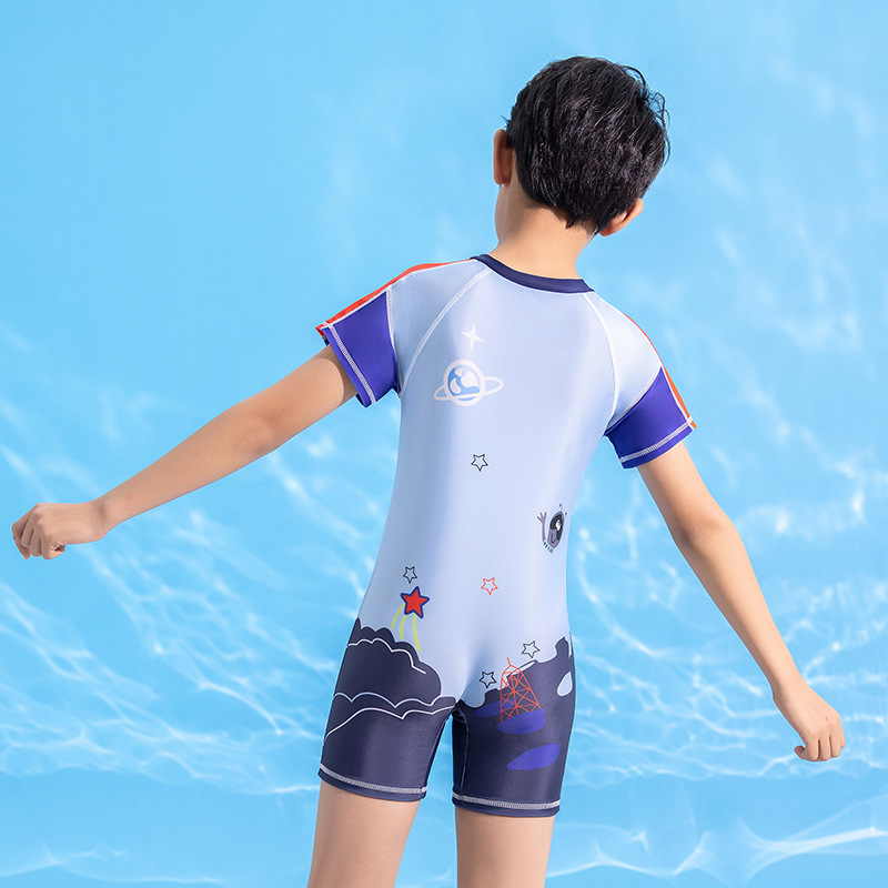 Traje de baño para niños nuevos niños medianos y grandes adolescentes moda niños de una pieza astronauta traje de baño de secado rápido de aguas termales