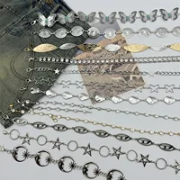 Металлическая серебряная лунная цепочка талии женская корейская версия дикого платья с талией