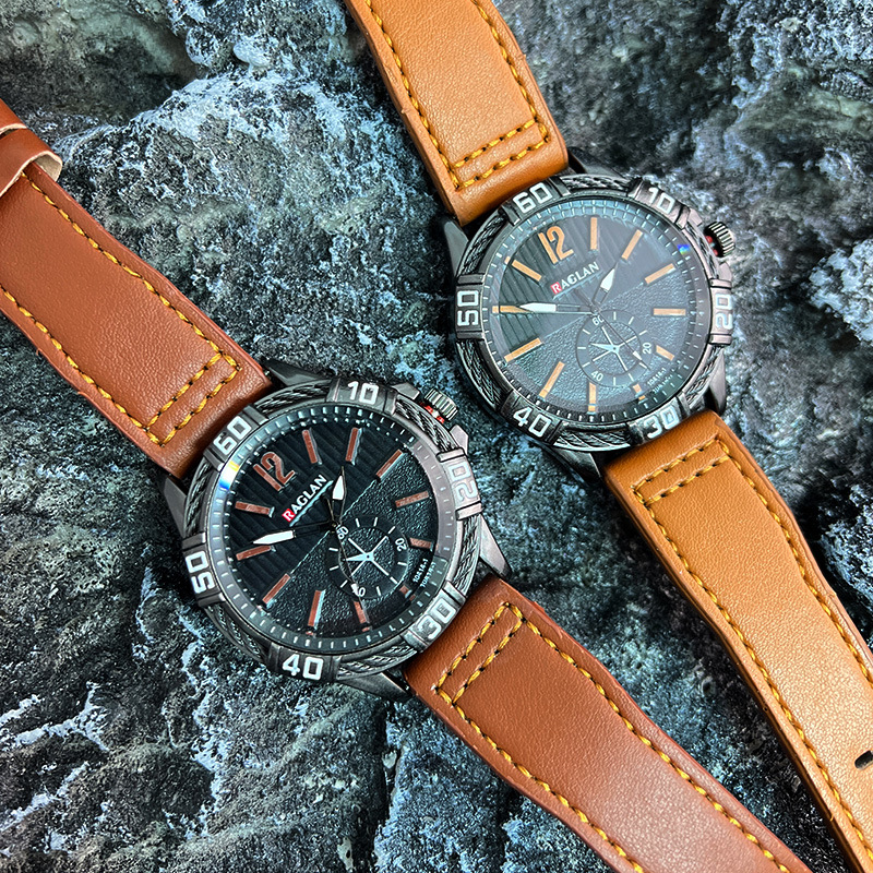 Foreign trade simple European and American men's casual watch creative personality belt quartz watch korean fashion large dial watch