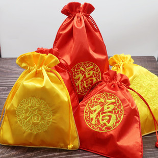 In stock wholesale jewelry packaging machine embroidery lucky bag brocade bag storage drawstring brocade bag Wenwan bag extra large drawstring Lucky Bag