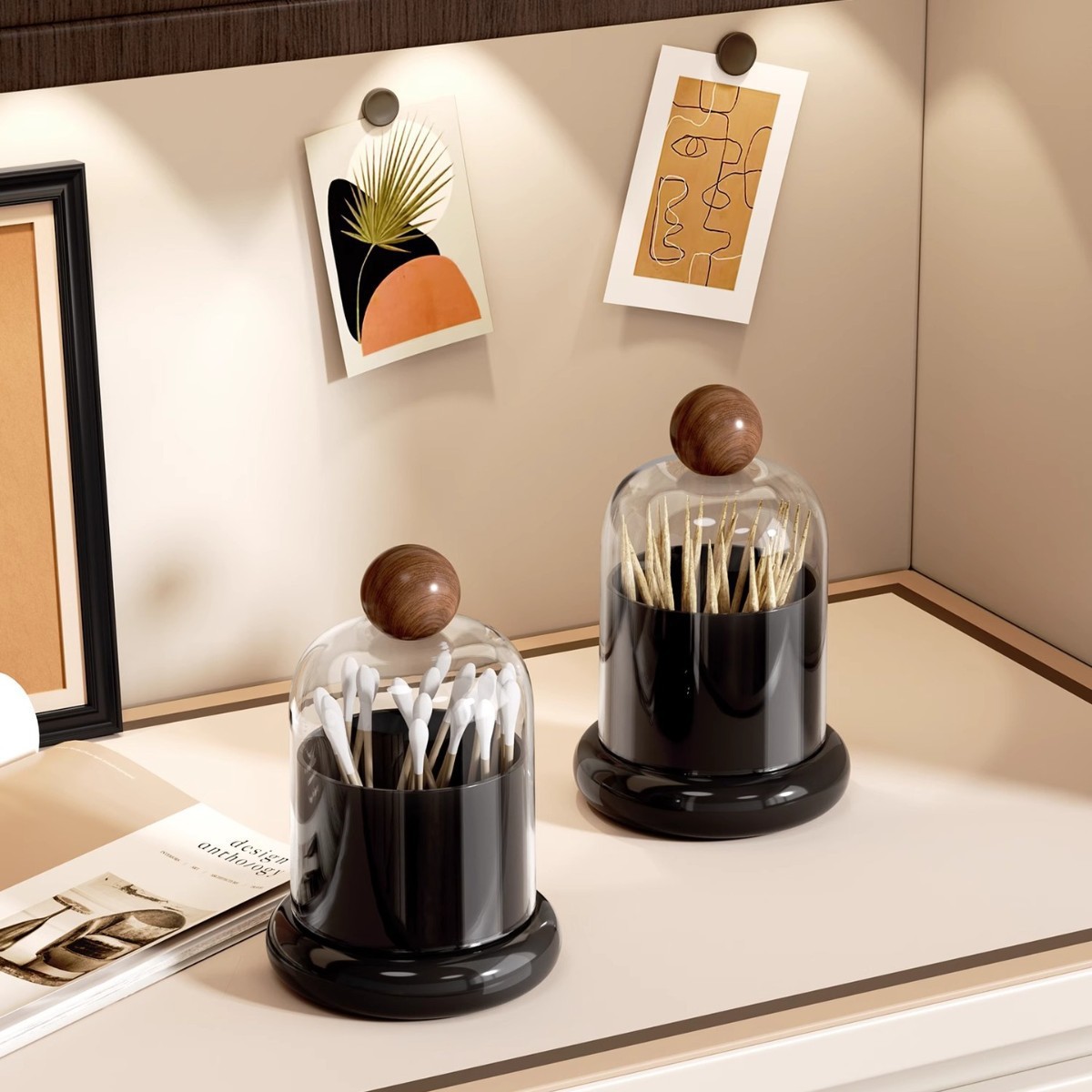 Vintage-Style Toothpick Holder with High Aesthetic Value, Creative Design for Home Use in the Living Room, High-End Cotton Swab, Dental Floss, and Toothpick Storage Box