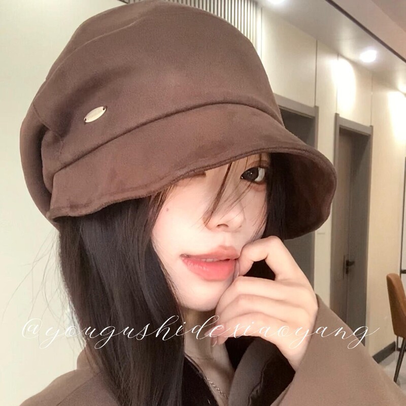 高级感鸭舌堆堆帽子女秋冬季韩版英伦风报童帽含羊毛渔夫帽女|undefined