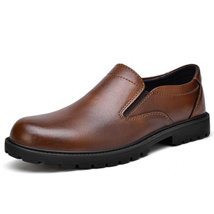 9803 Men's Shoes Big Toe Leather Shoes Round Toe Workwear Shoes Outdoor Casual Shoes Spring Low-top Leggings Cowhide Face Loafers