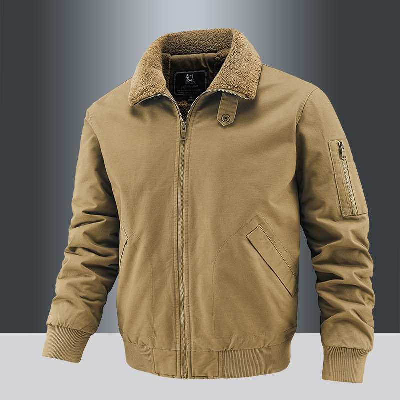 2024 New Autumn Cotton Collar Jacket Men's Retro Casual Workwear Military Flying Suit Fleece Jacket Men's 2024 New Autumn Cotton Collar Jacket Men's Retro Casual Workwear Military Flying Suit Fleece Jacket Men's