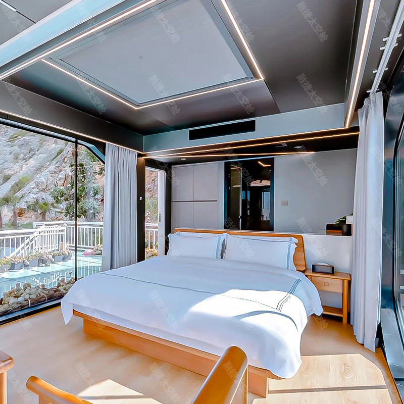 Rongjie cápsula espacial sala móvil tienda de contenedores oficina Apple silo estructura de acero casa prefab house