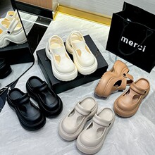 2026夏季新款厚底玛丽珍包头增高拖鞋女纯色时尚简约防滑沙滩拖鞋
