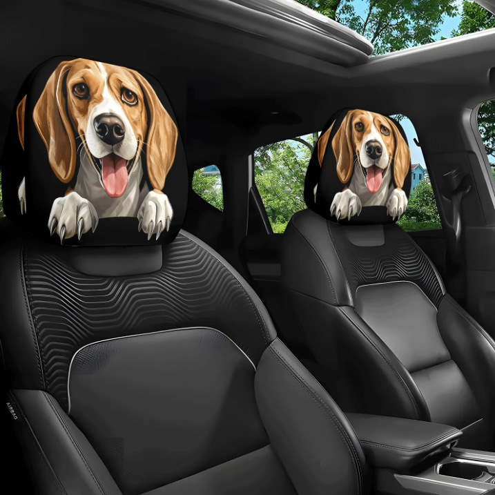 Universal Printed Headrest Covers for Cars, Various Quirky Prints, Polyester, Breathable, Antibacterial, Does Not Shrink or Become Hard