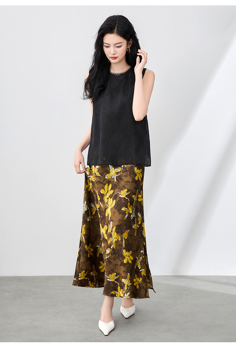 Áo hai dây organza ren cổ tròn phong cách thanh lịch mùa hè — Màu đen chi tiết 14