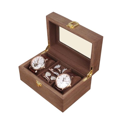 New Wholesale Walnut 3 Position Watch Box Retro Wooden Watch Storage Box Display Wooden Box