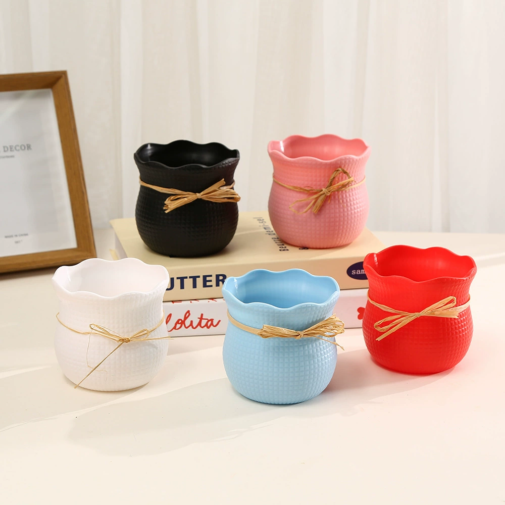 Новые имитационные керамические пластиковые цветочные горшки для дома, гостиной, украшения входа, вазы, украшения, креативная пеньковая веревка, суккулентные горшечные растения