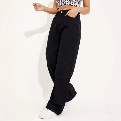 European and American women's straight loose mopping pants, high-waist, slimming, drooping, black, wide-leg, retro jeans, Women jeans