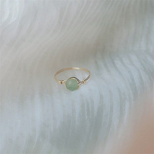 天然和田青白玉diy设计时尚女14k包金戒指饰品厂家批发量大从优