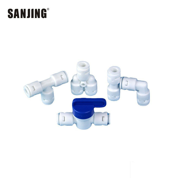 Tipo de enchufe rápido de 2 puntos Conector sin tarjeta codo recto tee purificador de agua accesorios de Instalación rápida universal válvula de bola de conexión rápida de dos puntos