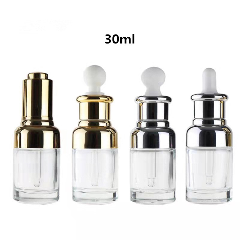 现货30ml肩套精油瓶 璃瓶乳液瓶 化妆品滴管瓶  精华液瓶