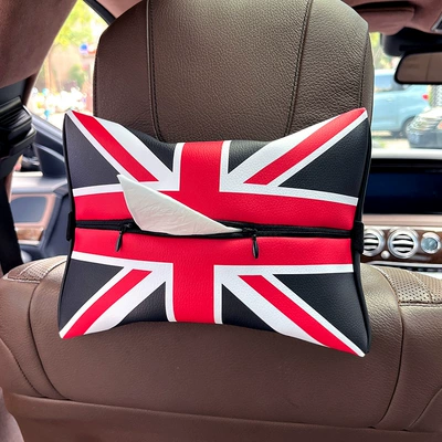 Car British Union Jack Car tissue box/set - sm-tissue-box-red-and-black-union-jack-tissue-box-leather