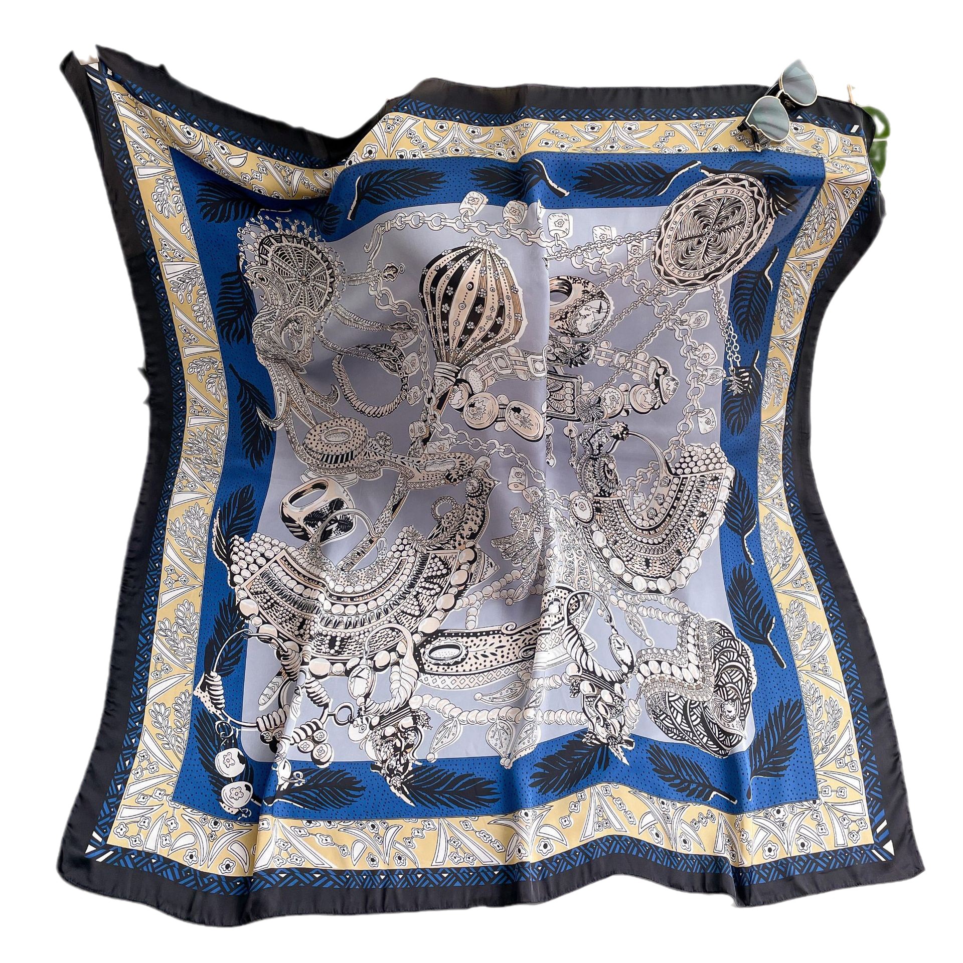 Herfst en winter zijden vierkante sjaal Twill zijde gekrulde rand bedrukte sjaal Egypte Quanzhang dithering hoge goederen leven_voghion.com